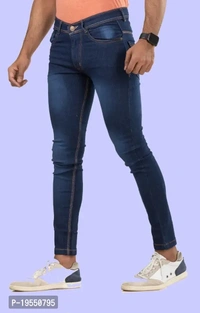Stylish Blue Denim Mid Rise Jeans For Men - 34