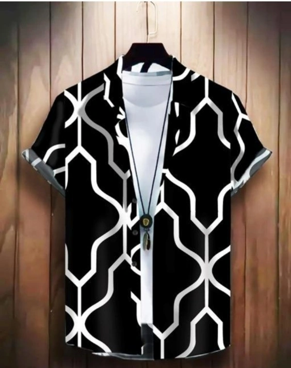 Black Printed Shirt For Men  - XL