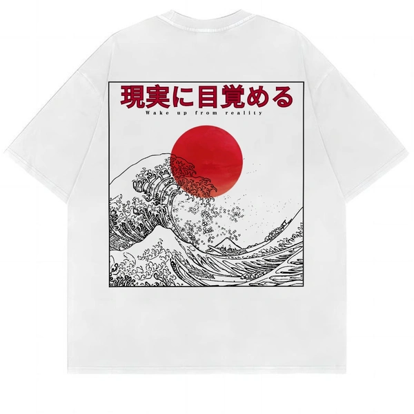 Oversized "Wake Up To Reality" Tshirt - S, White