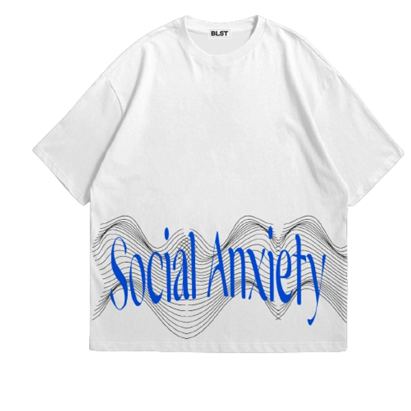 Oversize "Social Anxiety " Tshrit  - S, White