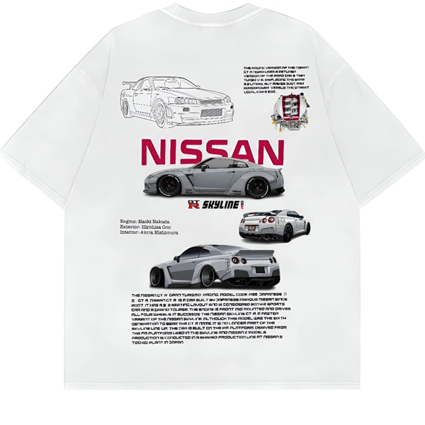 "NISSAN GTR" Oversize T-shirt  - M, White
