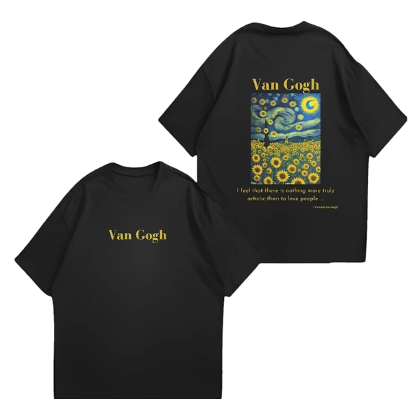 "Van Gogh" Oversize Tshirt  - S, Black