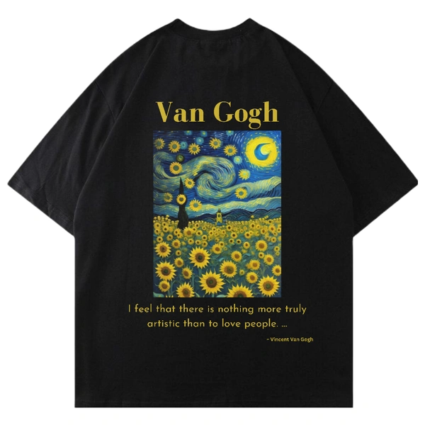 "Van Gogh" Oversize Tshirt  - L, Black