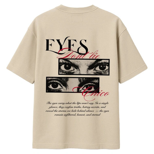 "Eyes Dont Lie " Oversize Tshirt  - Beige, M