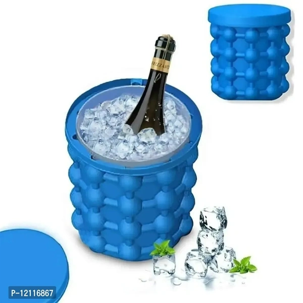 *Silicone Ice Cube Maker The Innovation Space Saving Ice Cube Maker Bucket Revolutionary Ice-Ball Mak - Blue