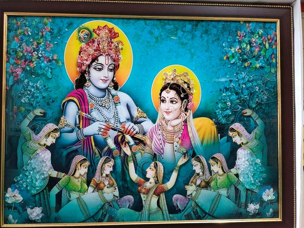 Radha Krishna Stone Photo Frame