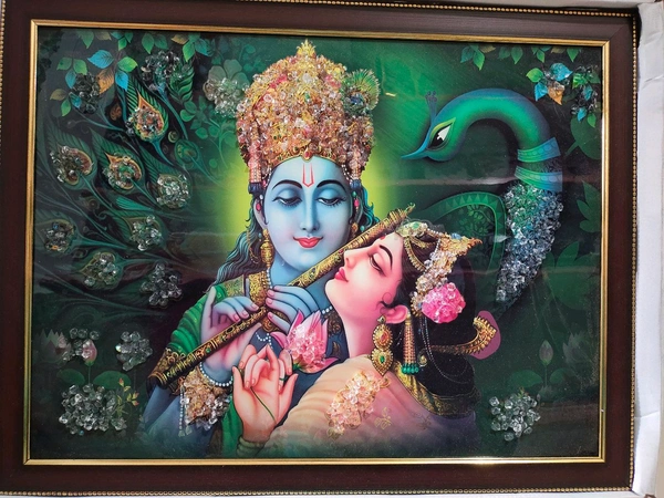 Radha Krishna Stone Photo Frame