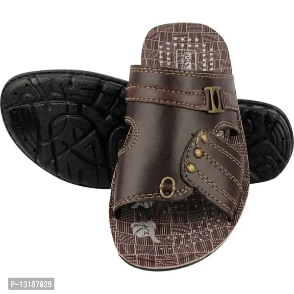 RAYS BROWN COMFORTABLE SLIPPERS FOR MEN  - UK-6