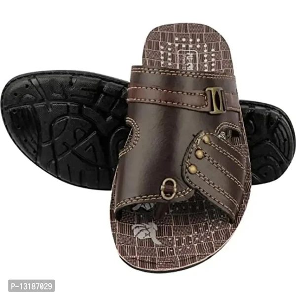 RAYS BROWN COMFORTABLE SLIPPERS FOR MEN  - UK-7