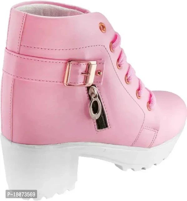 Women Trendy Wedge Boots  - Tickle Me Pink, Uk-6