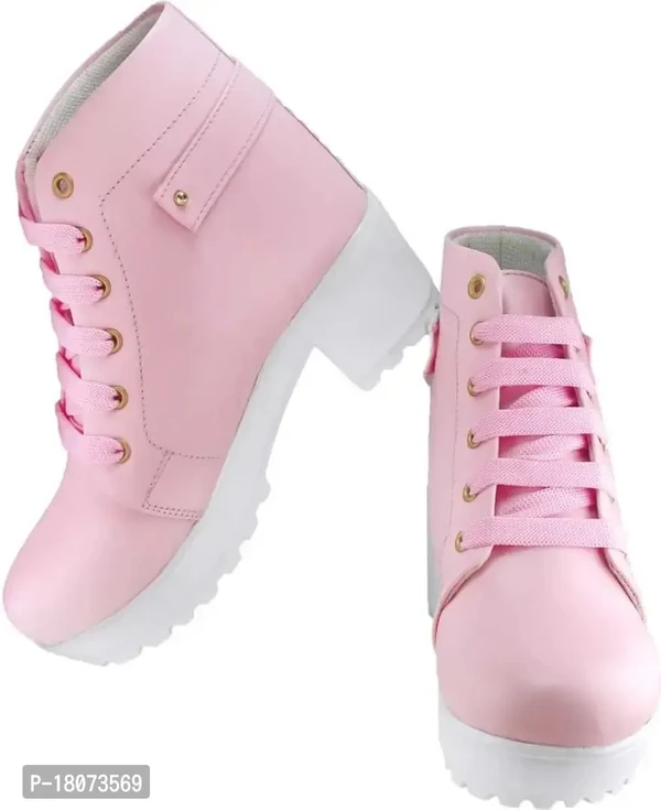 Women Trendy Wedge Boots  - Tickle Me Pink, Uk-6