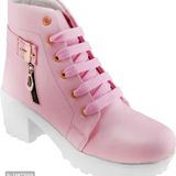 Women Trendy Wedge Boots  - Tickle Me Pink, Uk-6