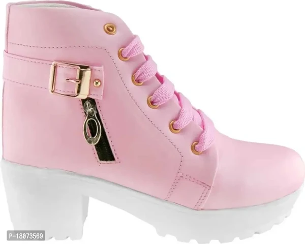 Women Trendy Wedge Boots  - Tickle Me Pink, UK-7