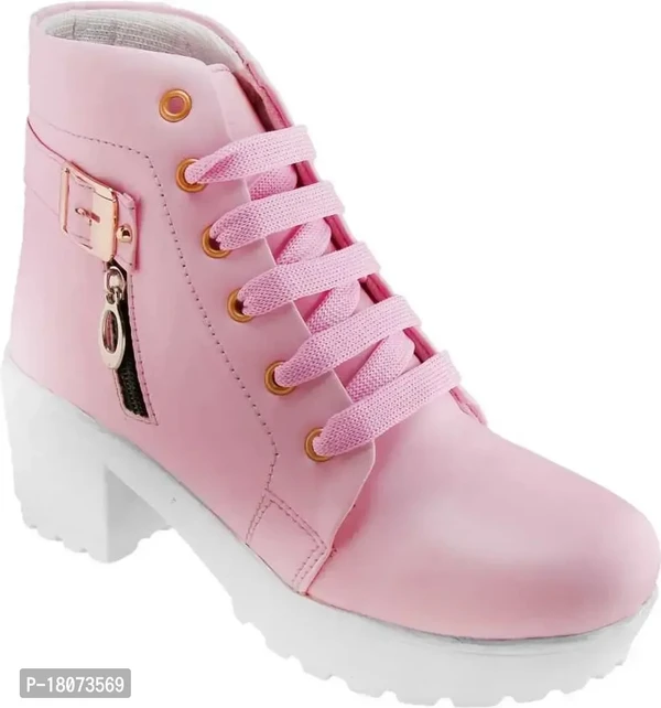 Women Trendy Wedge Boots  - Tickle Me Pink, Uk- 8