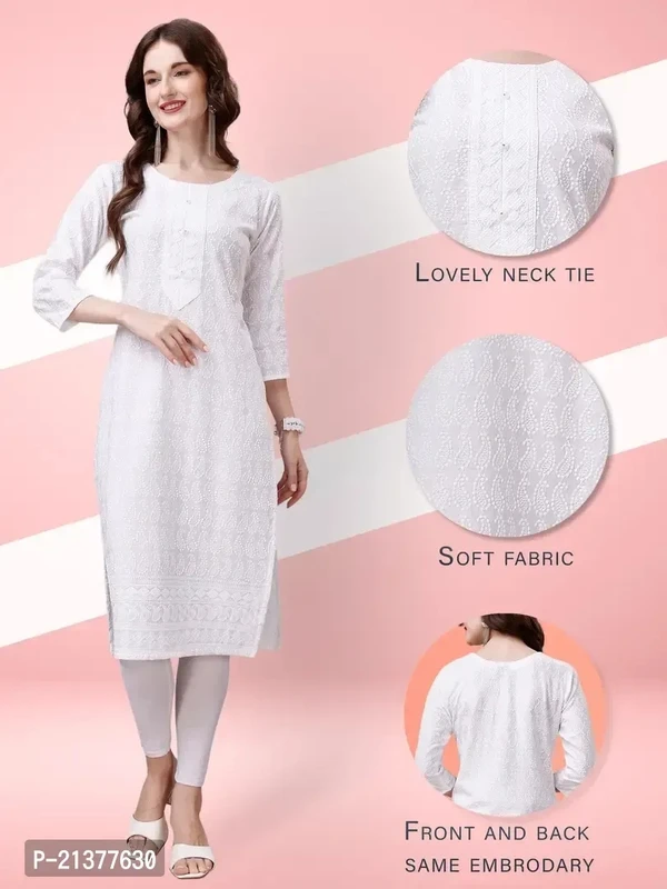 Women White Chikankari Kurti - M, White