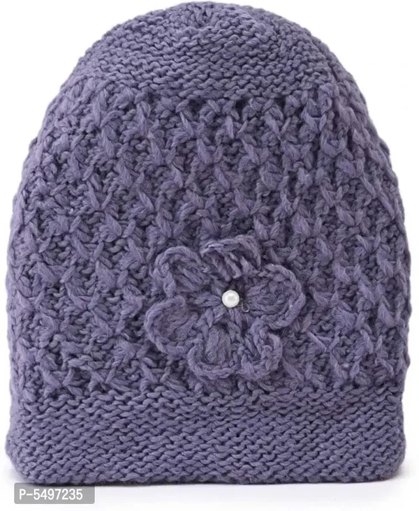 Women Woolen Cap - Fuchsia Blue