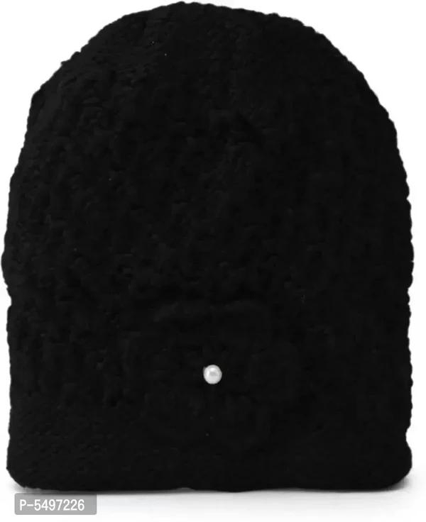 Women Woolen Cap - Black