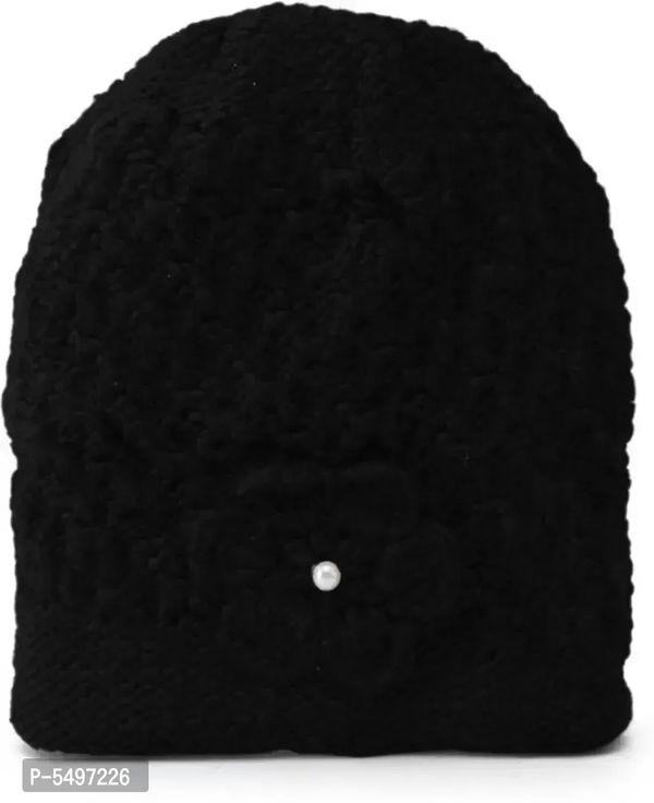 Women Woolen Cap - Black