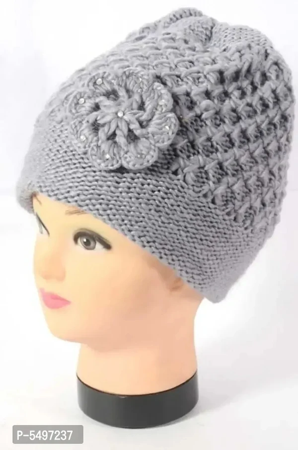 Women Woolen Cap - Gray