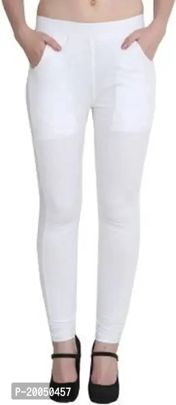 White Wool Solid Leggings  - White, 3XL