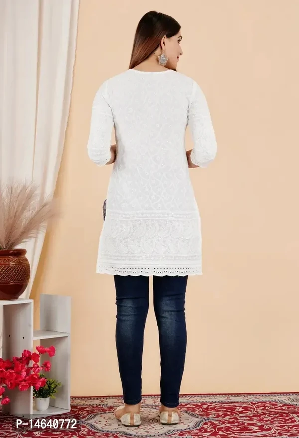 Attractive Chikankari White Kurti - White, 3XXL