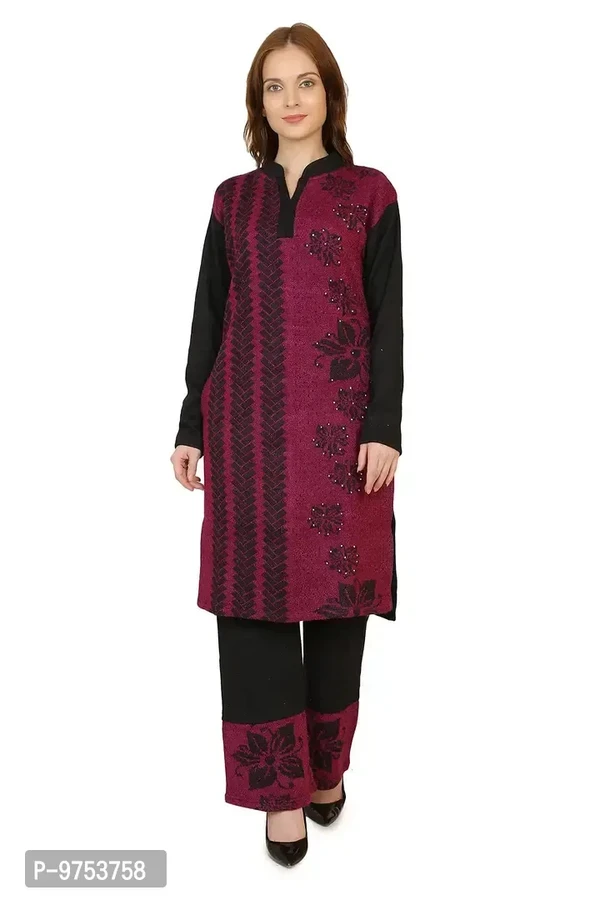 Blushing Collections Women Woolen Kurti Palazo Set  - Mardi Gras, M