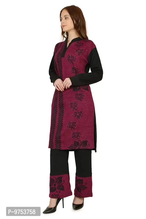 Blushing Collections Women Woolen Kurti Palazo Set  - Mardi Gras, M