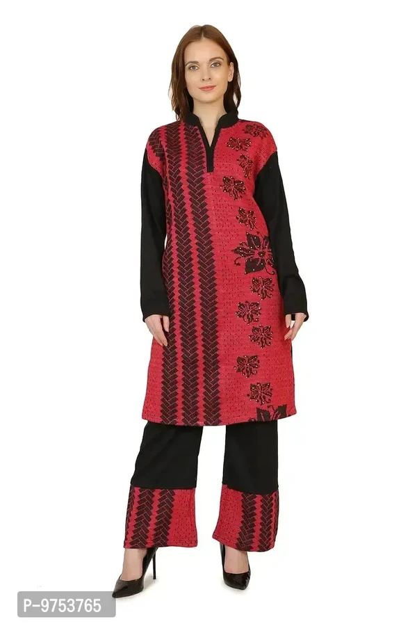 Blushing Collections Women Woolen Kurti Palazo Set  - Mardi Gras, L