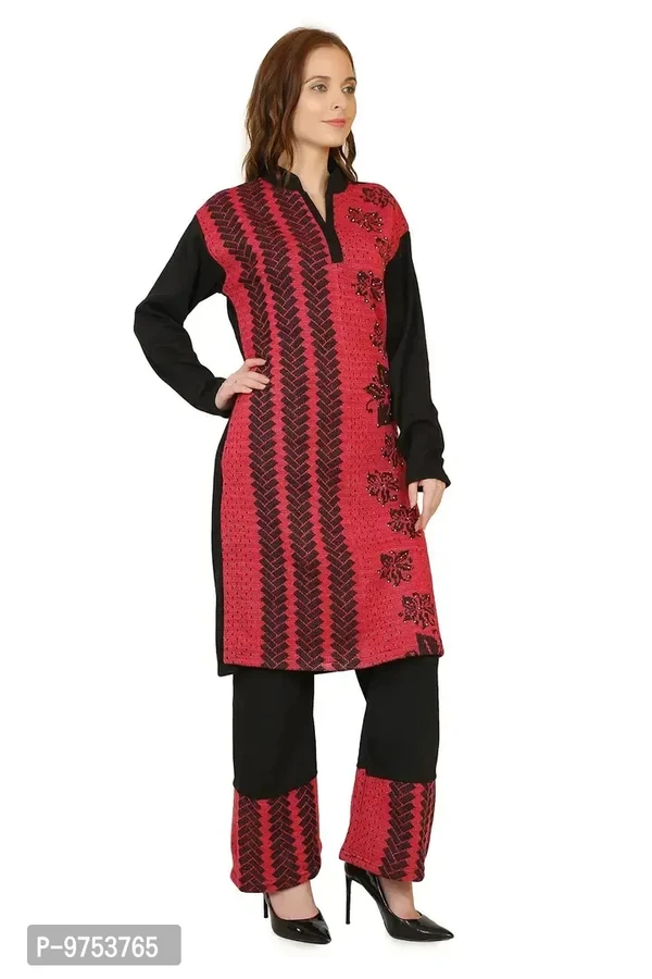 Blushing Collections Women Woolen Kurti Palazo Set  - Mardi Gras, L