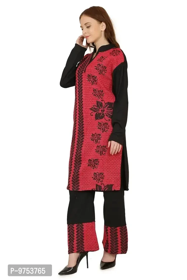 Blushing Collections Women Woolen Kurti Palazo Set  - Mardi Gras, L