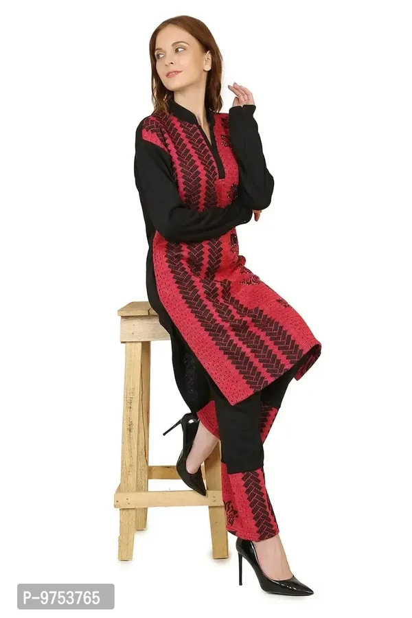 Blushing Collections Women Woolen Kurti Palazo Set  - Red, M