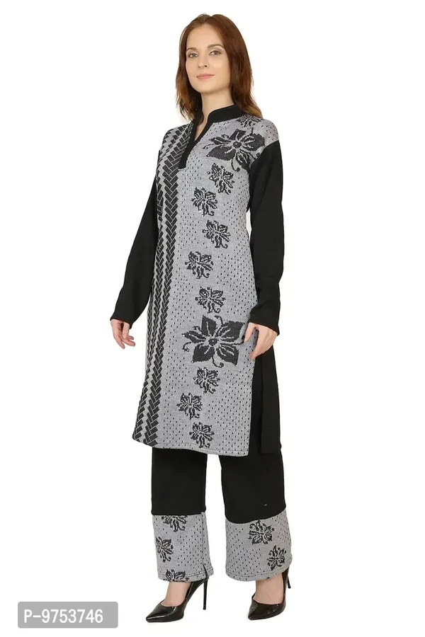 Blushing Collections Women Woolen Kurti Palazo Set  - Dove Gray, M