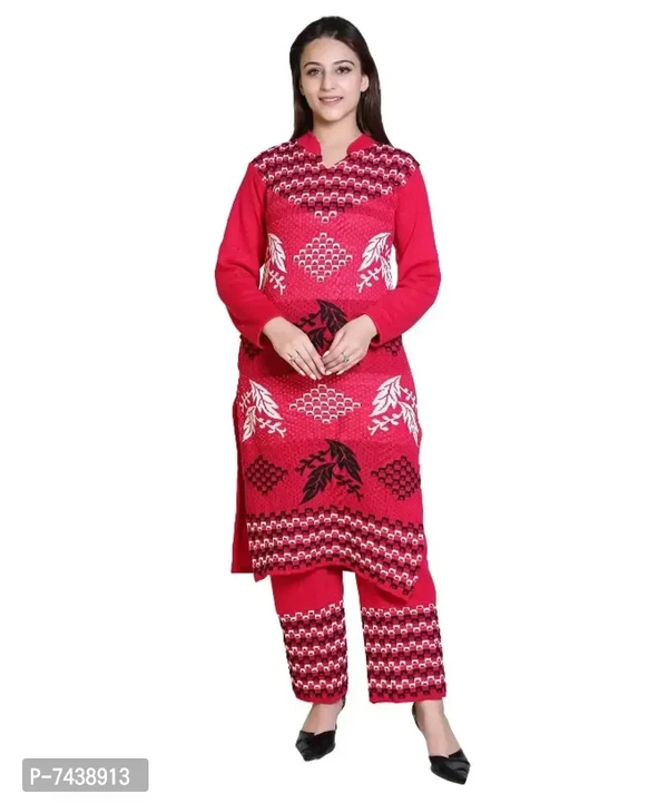 Wollen Kurta Set For Women - Red