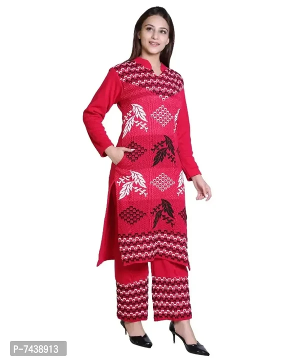 Wollen Kurta Set For Women - Red