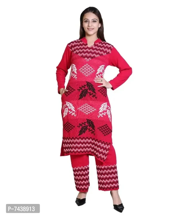 Wollen Kurta Set For Women - Red