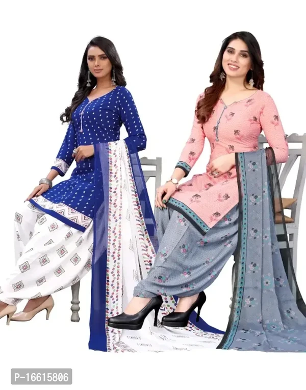 Classic Crepe Printed Dress Material With Dupatta For Women 