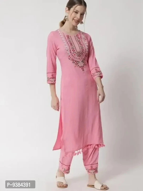 Beautiful Rayon Pink Kurta With Bottom And Dupatta Set  - Xl