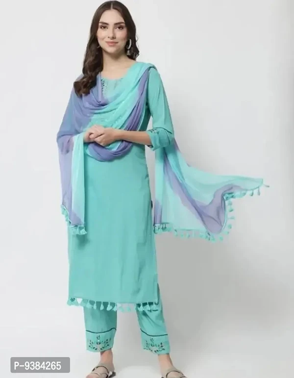 Stylish Rayon Kurta Bottom Dupatta Set  - S