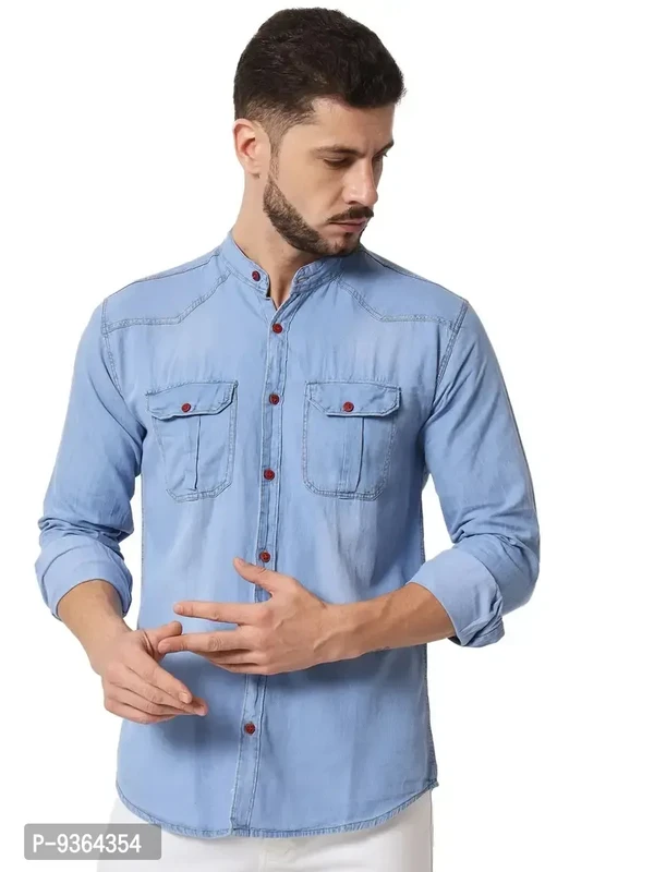 Fancy Denim Shirt For Men  - M