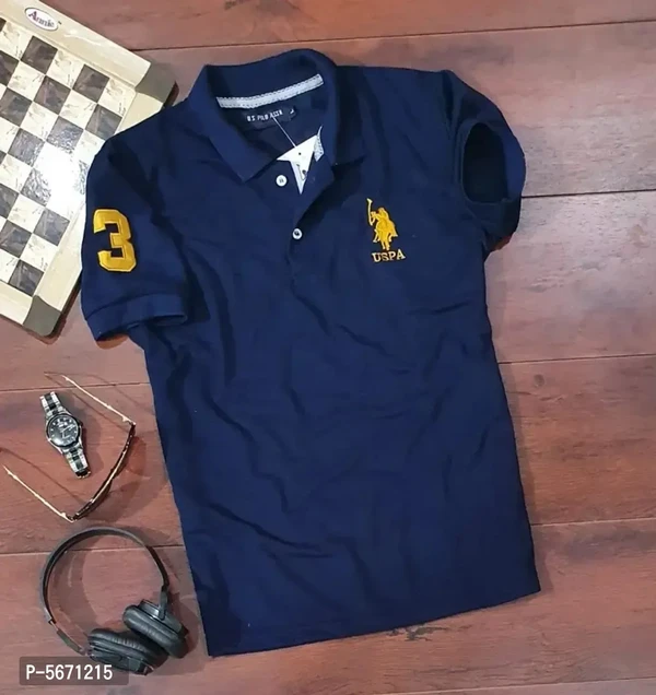 Fashion Stylish Polycotton Polo Collar T Shirt  - L