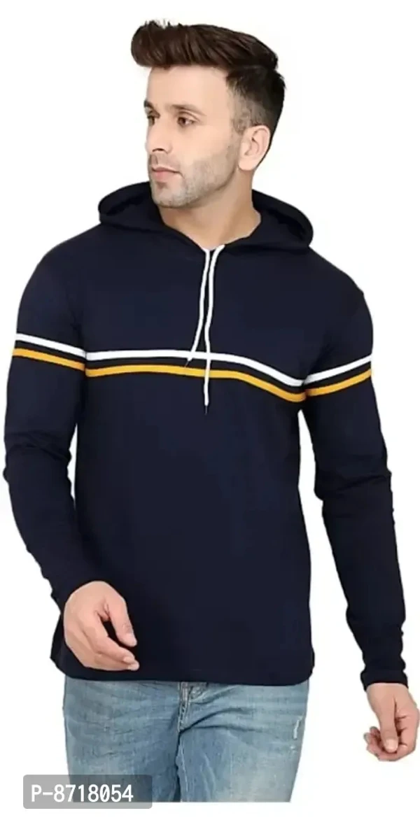 Stylish Fancy Cotton Blend Striped Hoodies For Men  - S