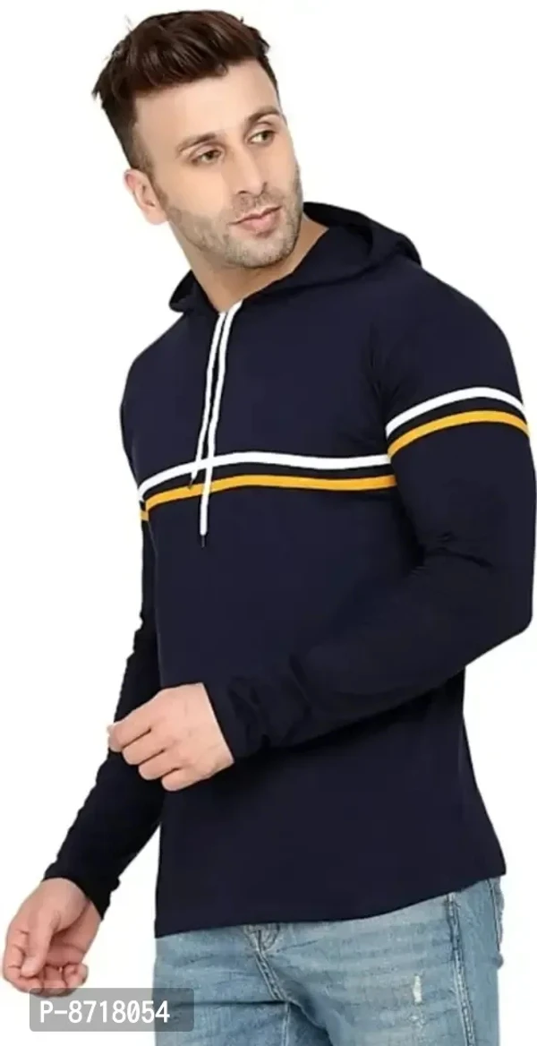 Stylish Fancy Cotton Blend Striped Hoodies For Men  - S