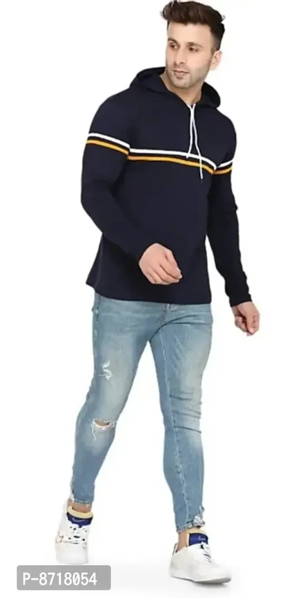 Stylish Fancy Cotton Blend Striped Hoodies For Men  - M