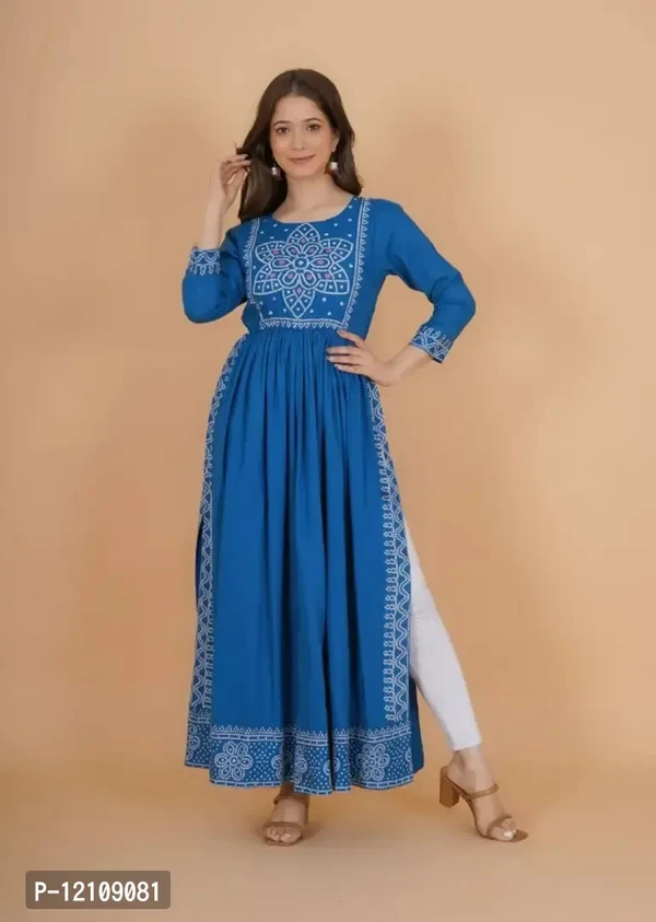 New Premium Collections Blue Rayon Kurta  - S