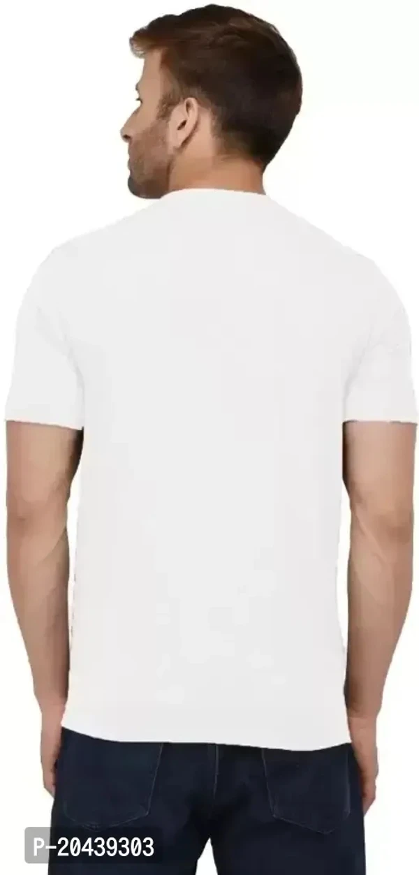 Men's Round Neck Half Sleeve White Color  T-shirt - XL