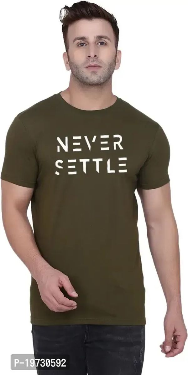 BET Branded Men's Roundneck Printed T-shirt (XX -Large, Olive) - 2XL