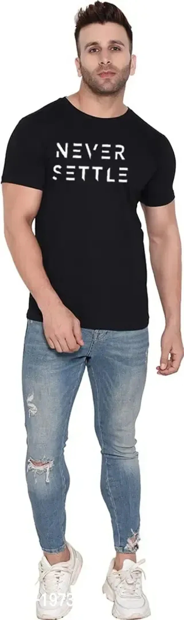 BET Branded Men's Roundneck Printed T-shirt (Small,Black) - S