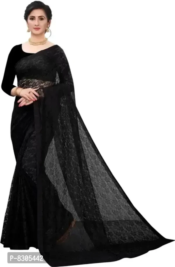 Classic Net Embroidered Saree With Blouse Piece 