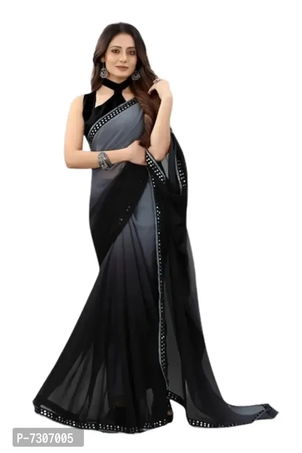 Beautiful Georgette Satin Lace Saree With Blouse Piece 