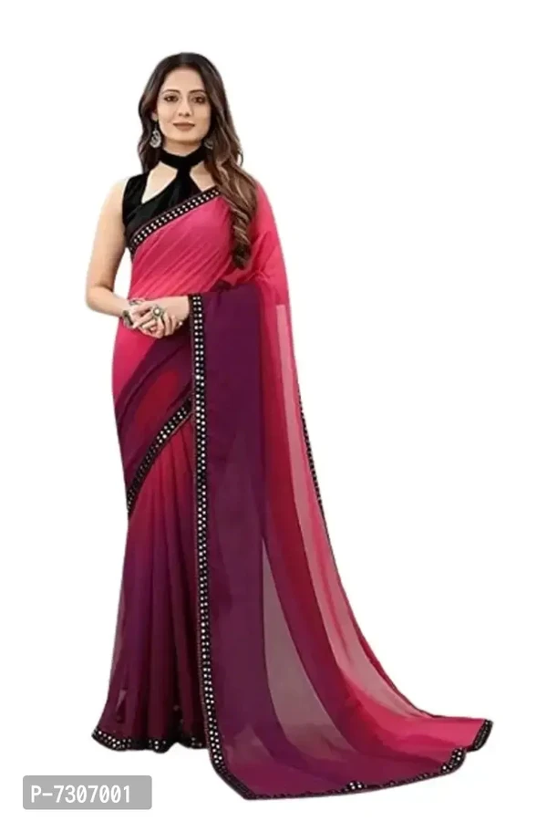 Beautiful Georgette Satin Lace Saree With Blouse Piece 